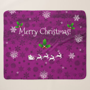 Magenta Santa's Schlitten und Rentier Sherpa Blank Sherpadecke