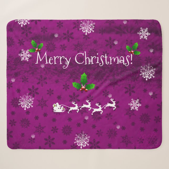 Magenta Santa's Schlitten und Rentier Sherpa Blank Sherpadecke (Vorderseite (Horizontal))