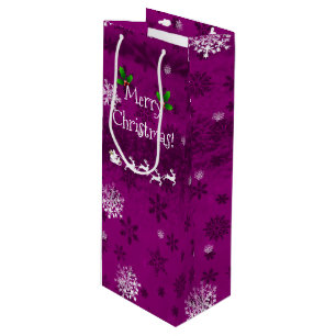 Magenta Santa's Schlitten und Rentier Weinbeutel Geschenktüte Für Weinflaschen