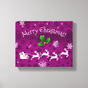 Magenta Santa's Sleigh and Rentier Canvas Print Leinwanddruck
