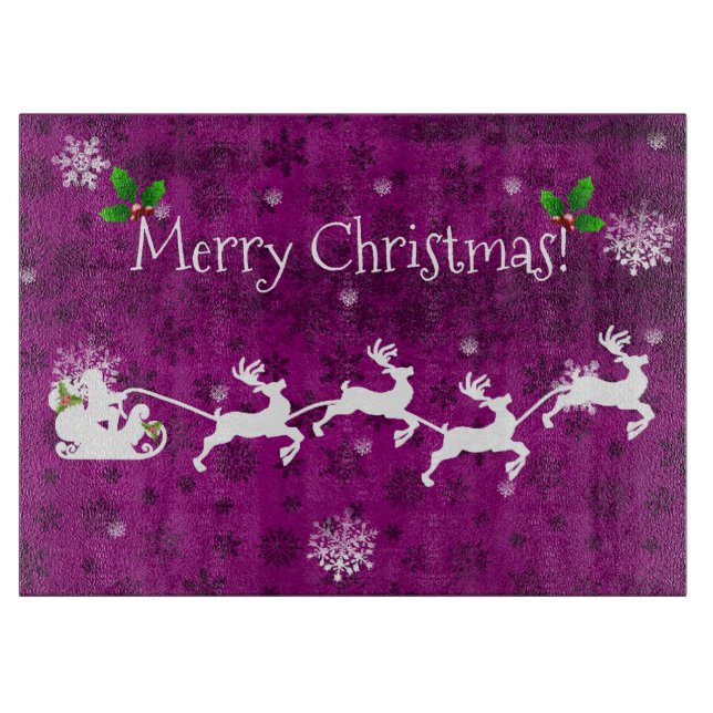 Magenta Santa's Sleigh and Rentier Cutting Board Schneidebrett (Vorderseite)