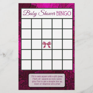 Magenta Schleifen & Fußspuren Mädchen Baby Shower  Flyer
