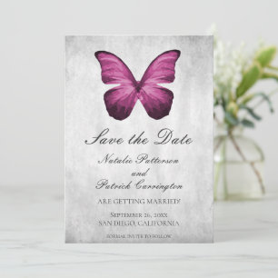 Magenta-Schmetterling Save-the-Date-Einladung Einladung