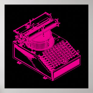 Magenta Schreibmaschine Poster
