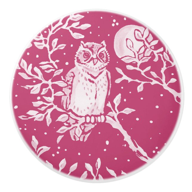 Magenta-Schüssel im Baummoon-Wald Waldland Natur Keramikknauf (Vorderseite)