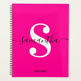 Magenta Schwarz-Weiß Moderne Monogram Planer