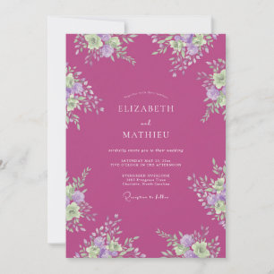 Magenta Serene Florale Hochzeit Einladung