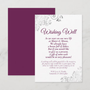 Magenta & Silver White Wedding wünschen gutes Gedi Begleitkarte