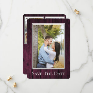 Magenta Simple Rustic Foto - Heiratet bald Save The Date