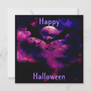 Magenta Sky Bats Halloween Fête Invitation