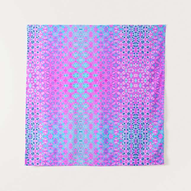 Magenta, Sky Blue und Navy Geometric Wandteppich (Vorderseite)
