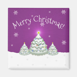 Magenta Snowy Arbre de Noël Magnet