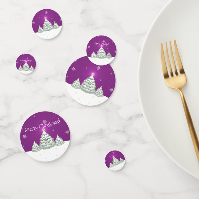 Magenta Snowy Arbre de Noël Table Confetti (Groupe)