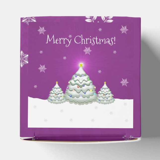 Magenta Snowy Christmas Tree Favor Box Geschenkschachtel (Oben)