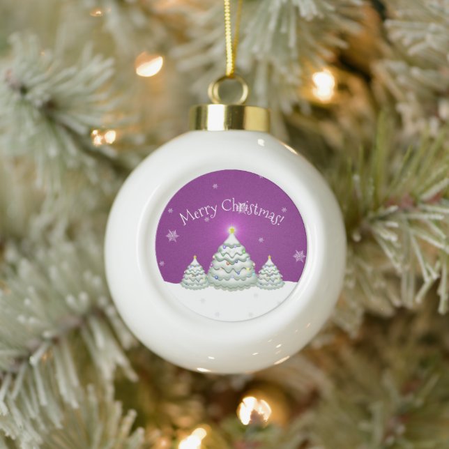 Magenta Snowy Weihnachtsbaum Gerahmtes Ornament (Baum)