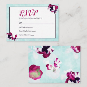 Magenta-Stiefmütterchen, Türkis-RSVP-Karte Hinweiskarte