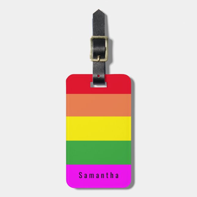 Magenta Stripes | PERSONALISIERTE ID Gepäckanhänger (Vorderseite vertikal)