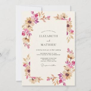 Magenta-Tannenkranz-Hochzeit Einladung