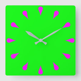 Magenta-Teardrops Quadratische Wanduhr