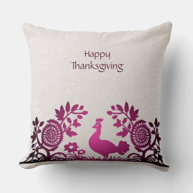 Magenta Thanksgiving Turquie Oreillers floraux à l (Recto)