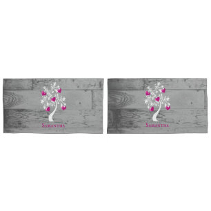 Magenta Tree of Hearts Personalisiert Pillow Case Kissenbezug