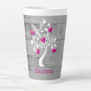 Magenta Tree of Hearts Personalisierte Latte Tasse