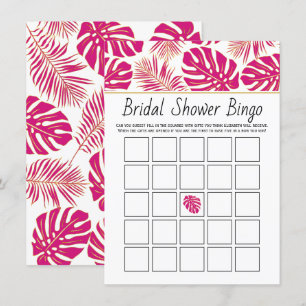 Magenta Tropical Blätter Bridal Bingo Spielkarte Begleitkarte