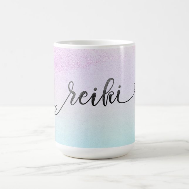 *~* Magenta Türkis Minze Black Glitzer REIKI Kaffeetasse (Mittel)