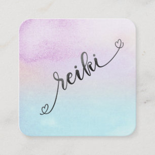 *~* Magenta - Türkisfarbener Mint Glitzer REIKI Quadratische Visitenkarte