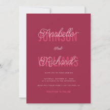 Magenta Typografy Whimsical Script Foto Wedding