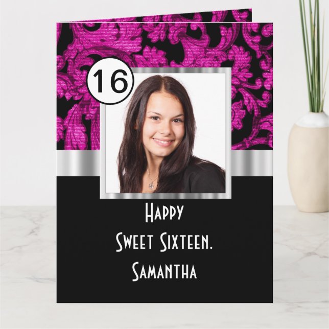Magenta und 16 . Geburtstag Karte (Vorderseite)