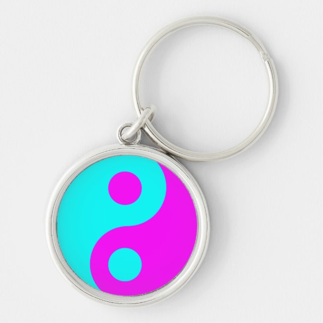 Magenta und Aqua Yin Yang Schlüsselanhänger (Vorne)
