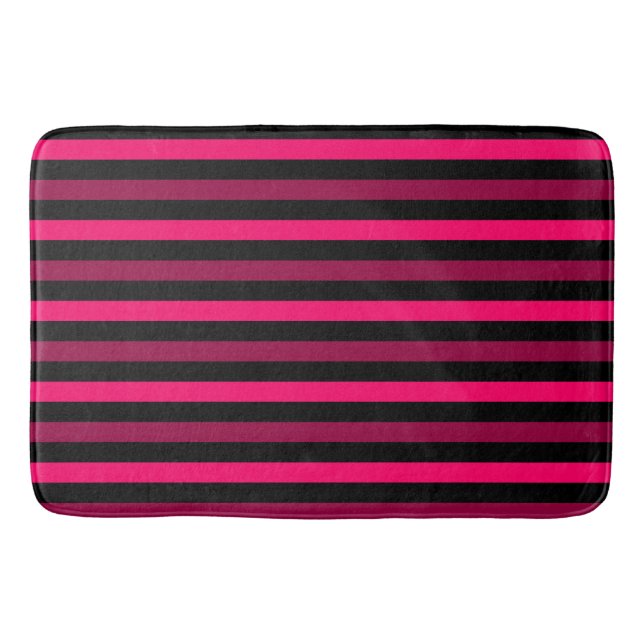 Magenta und Black Stripes Bath Mat Badematte (Vorderseite)