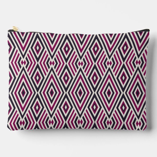 Magenta und Blaues geometrisches Muster Zubehörtasche (Vorderseite)