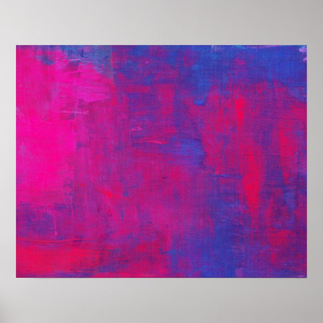 Magenta und Blue Abstrakt Painting Poster (Vorne)