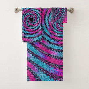 Magenta- und Cyan-Spirale Badhandtuch Set