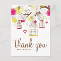 Magenta und Gelbe Geburtstage Danke, Postcard