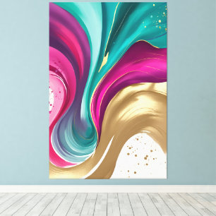 Magenta und Gold Abstrakte Wasserfarben Kunst Leinwanddruck