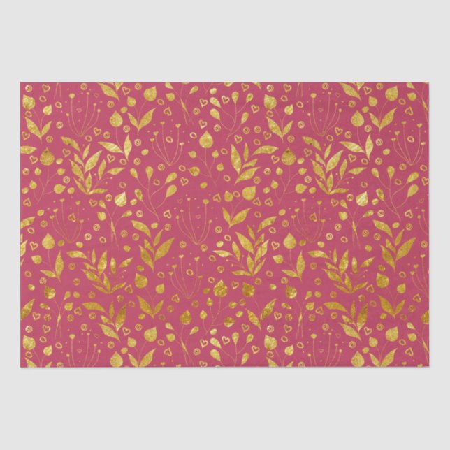 Magenta- und Gold-Blätter Seidenpapier (Vorderseite)