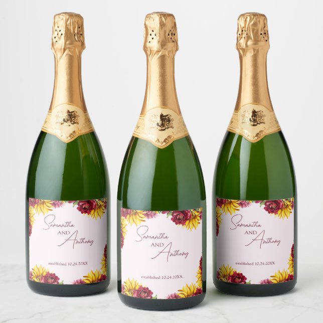 Magenta und Golden Yellow Wedding (Flaschen)