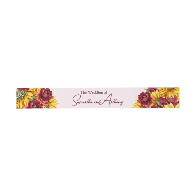 Magenta und Golden Yellow Wedding Einladungsbanderole (Flach)
