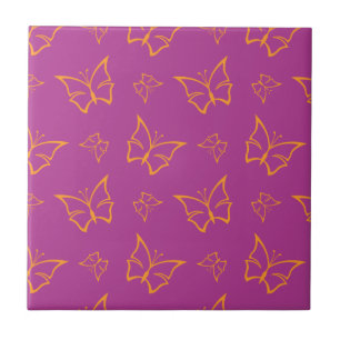 Magenta und Goldenrod Butterfly Nature Print Fliese