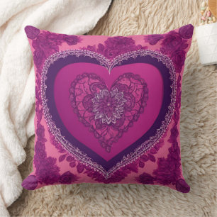 Magenta- und Purpurrosen-Hochzeitsgeschenk Kissen