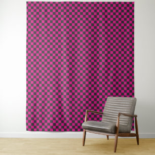 Magenta- und Rauch-Karo-Muster Wandteppich