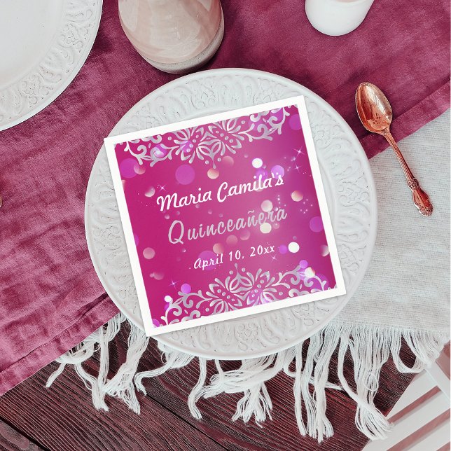 Magenta und Silver Elegant schimmery Quinceañera Serviette (Von Creator hochgeladen)
