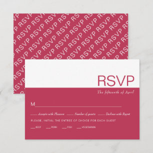 Magenta und weiße Farbe Block whimsical Hochzeit RSVP Karte