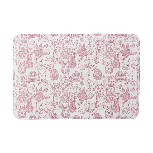 Magenta und Weiße Osterbände und Eier Badematte (Vorderseite)