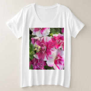 Magenta und weiße Petunien Große Größe T-Shirt