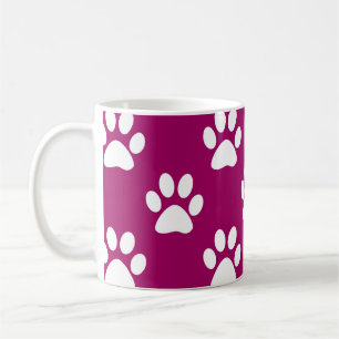 Magenta und weiße Pfoten Kaffeetasse