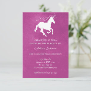 Magenta Unicorn Brautparty Einladung